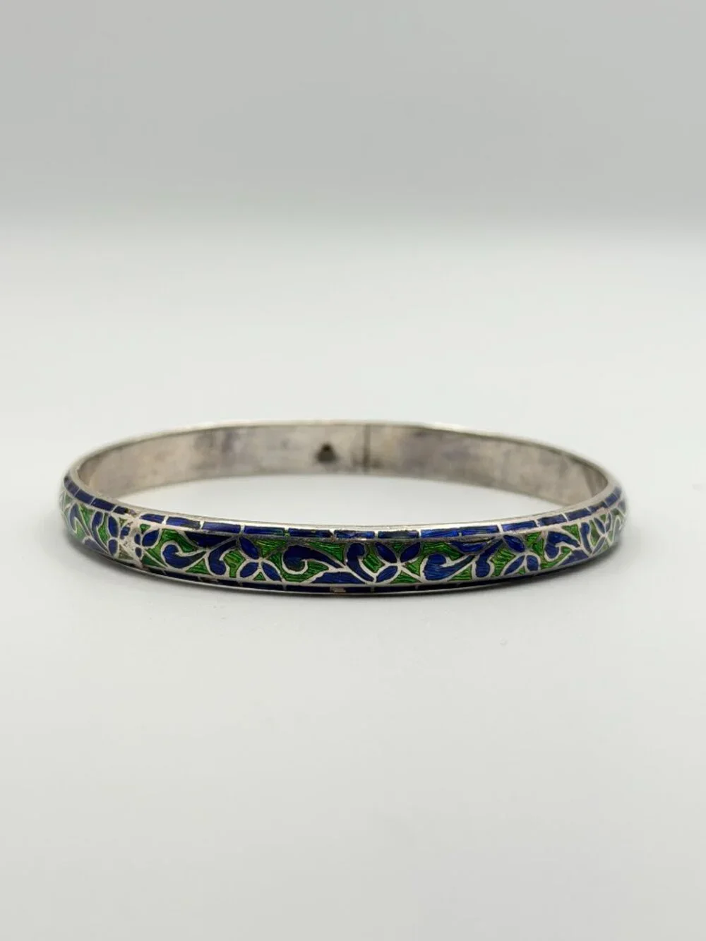 Vintage Mixed Bangle Stack Set Lot of 3 Boho Cloisonne Faux Malachite